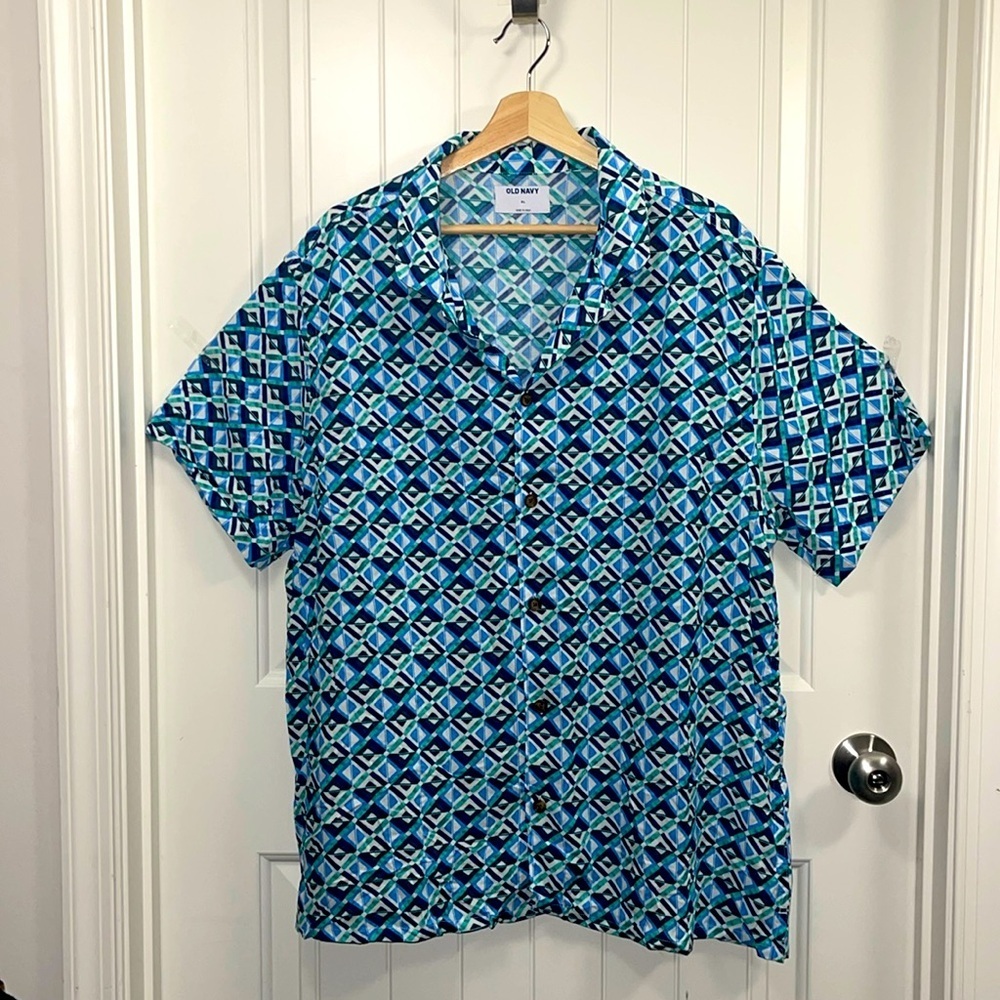 Old Navy Men’s Short-Sleeve Printed Camp Shirt Size XL